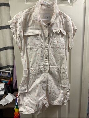 Celebrity Pink White Floral Utility Romper